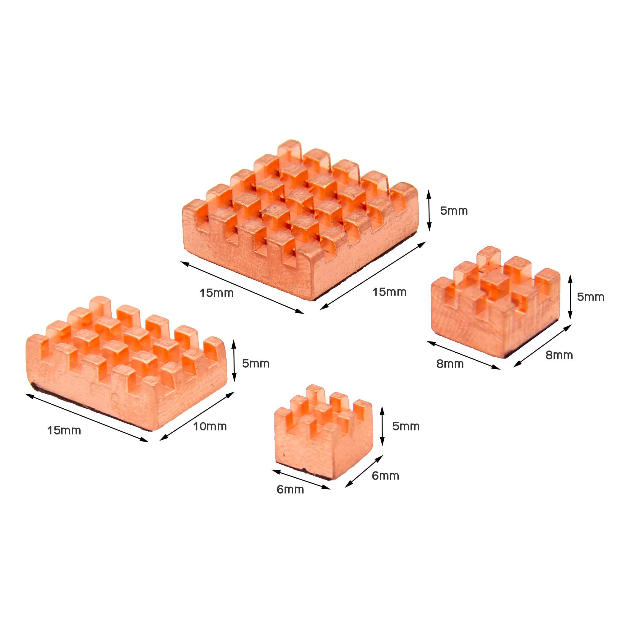 Geekworm Heatsink CPU Cooler for Raspberry Pi, 8PCS Copper Heatsinks with Thermal Conductive Adhesive Compatible with Raspberry Pi/Orange Pi/Rock Pi/Tinker Board/PCB Board CPU Chip