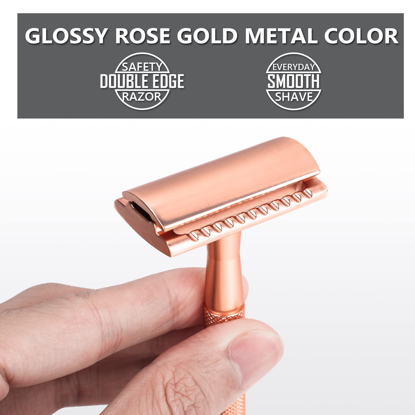 Safety Razor for Men and Women,All Double Edge Razor Blades Lady Razor Eco-Friendly Zero Waste Beauty Environmentally,Rose Gold