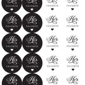 1.9 Inch His Favorite Her Favorite Black White Stickers Wedding Favors Decoration 60 Labels