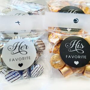 1.9 Inch His Favorite Her Favorite Black White Stickers Wedding Favors Decoration 60 Labels