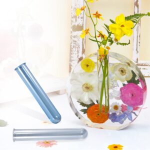 FineInno 9 Pcs Test Tubes, Plastic Plant Propagation Station Silicone Molds Transparent Tubes, Flowers Acrylic Test Tubes Round for Casting Mold