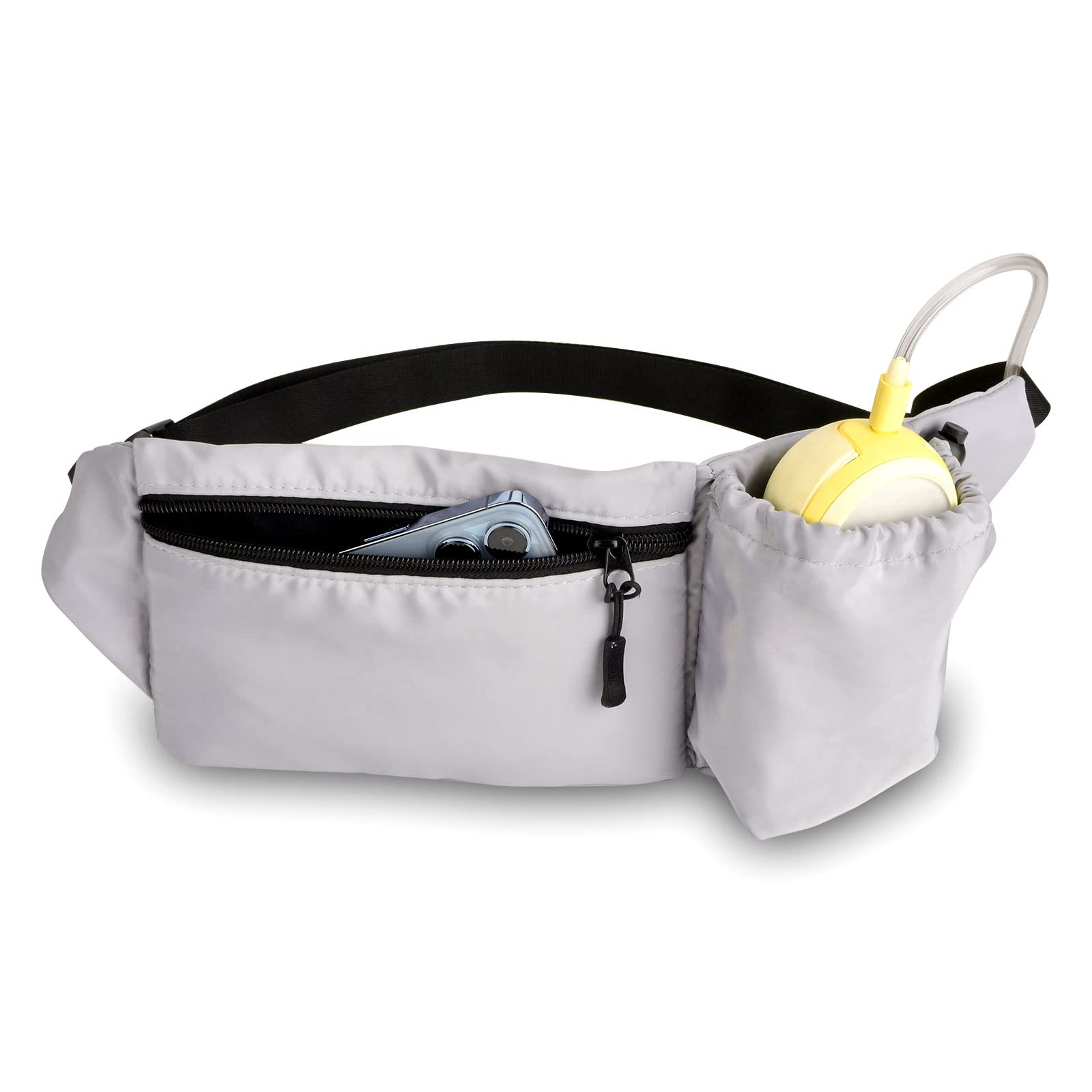 iGuerburn Breast Pump Bag for Medela Freestyle Hands-free and Elvie Stride Breast Pump, Medela Freestyle Flex Fanny Pack Accessories with Adjustable Belt for Working Moms (Grey)