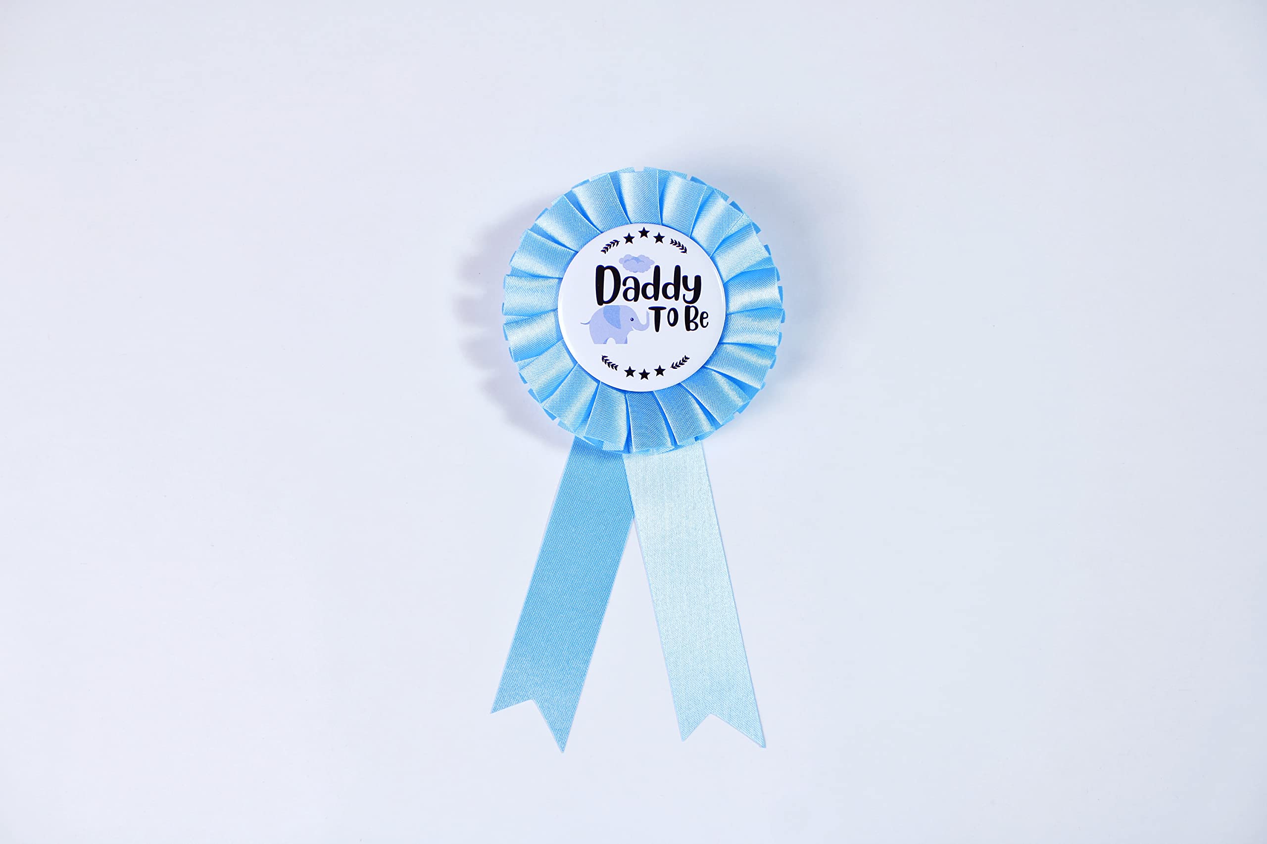 HAPPYLAND Baby Boy Shower Decorations Baby Blue Elephant Tinplate Badge Mommy to Be and Daddy to Be Baby Shower