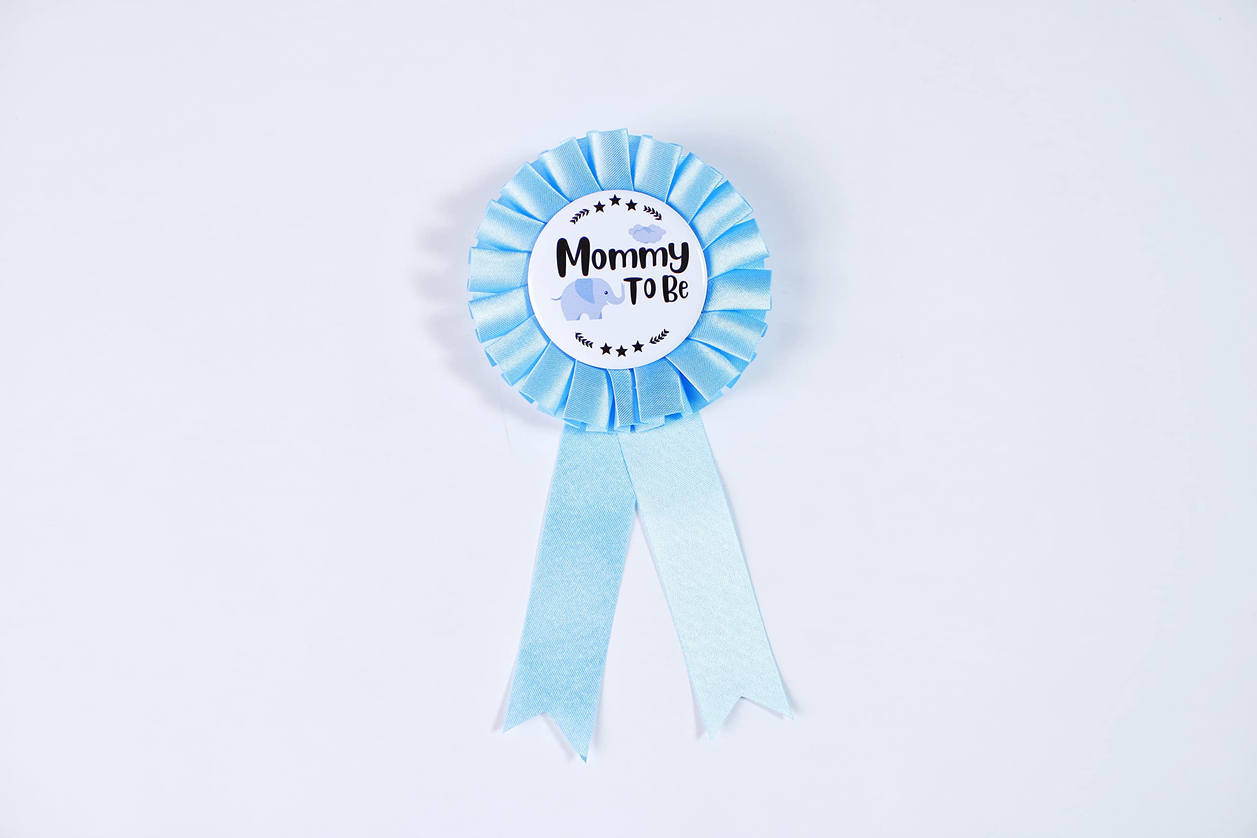 HAPPYLAND Baby Boy Shower Decorations Baby Blue Elephant Tinplate Badge Mommy to Be and Daddy to Be Baby Shower