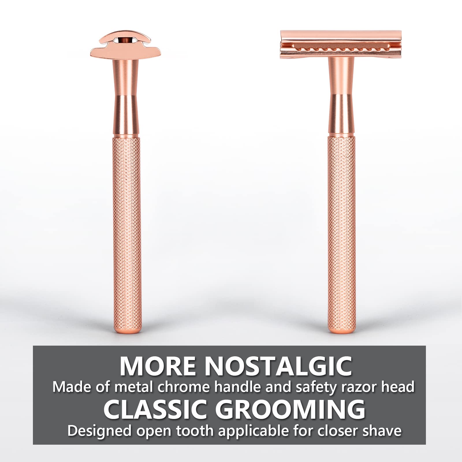 Safety Razor for Men and Women,All Double Edge Razor Blades Lady Razor Eco-Friendly Zero Waste Beauty Environmentally,Rose Gold