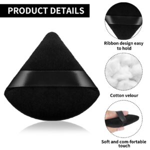 Sibba 2 Pieces Triangle Cosmetic Loose Powder Puffs Washable Reusable Soft Plush Foundation Sponge for Face Body Wet Dry Makeup Tool (2Pcs Black)