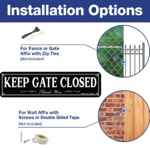 Faittoo Keep Gate Closed Sign, 2-Pack 12 x 3 Inch Reflective Rust Free Aluminum, UV Protected, Weather/Fade Resistant, Easy to Install and Read, Indoor/Outdoors Use