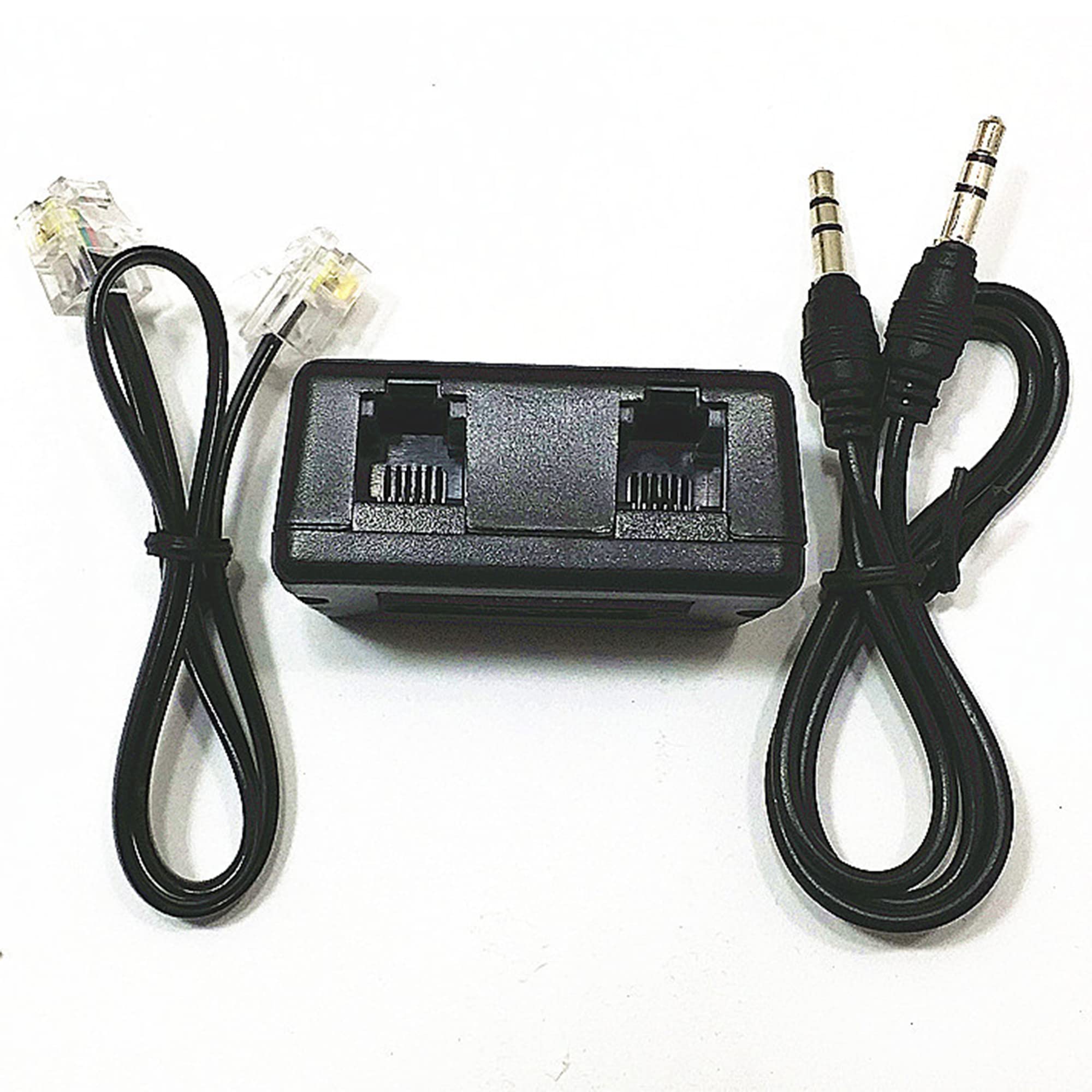 Analog Telephone Adapter for Split The Line to Telephone and Voice Recorder, with Two RJ11 Port for Incoming and Outgoing Phone Connection and 3.5mm Audio Socket to Connect to Voice Recording Device