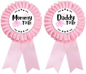 happyland baby girl shower decorations pink baby elephant set tinplates badge mommy to be and daddy to be baby shower