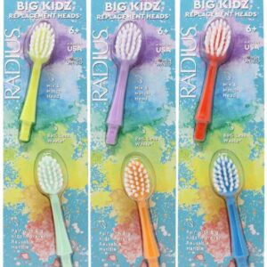 RADIUS Big Kidz Forever Brush Replacement Heads for Children, 6 Years and Up, BPA Free ADA Accepted for Growing Teeth and Gums, 2 Heads - Extra Soft (3 Count)