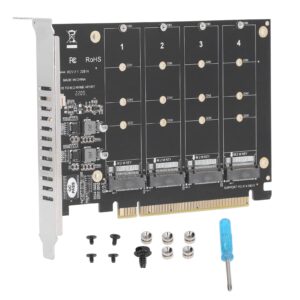 m.2 nvme ssd to pcie x16 adapter, 4x32gbps m.2 nvme (m key) ssd to pcie 3.0 x 4 port host controller expansion card with individual led indicator