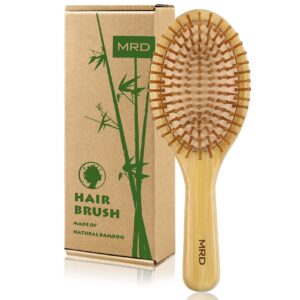 mrd hair brush, natural bamboo paddle detangling hairbrush, massage scalp thick/thin/curly/dry hair for women & men yellow