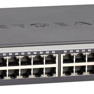 NETGEAR 52-Port Gigabit/10G Stackable Smart Switch (GS752TX) - 48x1G, Managed, with 2x10G Copper & 2x10G SFP+, Desktop or Rackmount, & Limited Protection (Renewed), Grey