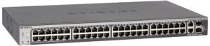 netgear 52-port gigabit/10g stackable smart switch (gs752tx) - 48x1g, managed, with 2x10g copper & 2x10g sfp+, desktop or rackmount, & limited protection (renewed), grey