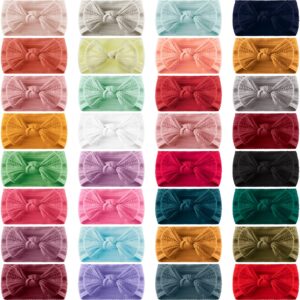 32 pcs baby nylon headbands hairbands with bows elastics handmade hair accessories stretchy headband jacquard design for newborn infant baby girls toddlers kids