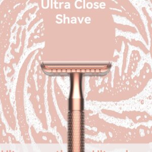 Safety Razor for Men and Women,All Double Edge Razor Blades Lady Razor Eco-Friendly Zero Waste Beauty Environmentally,Rose Gold