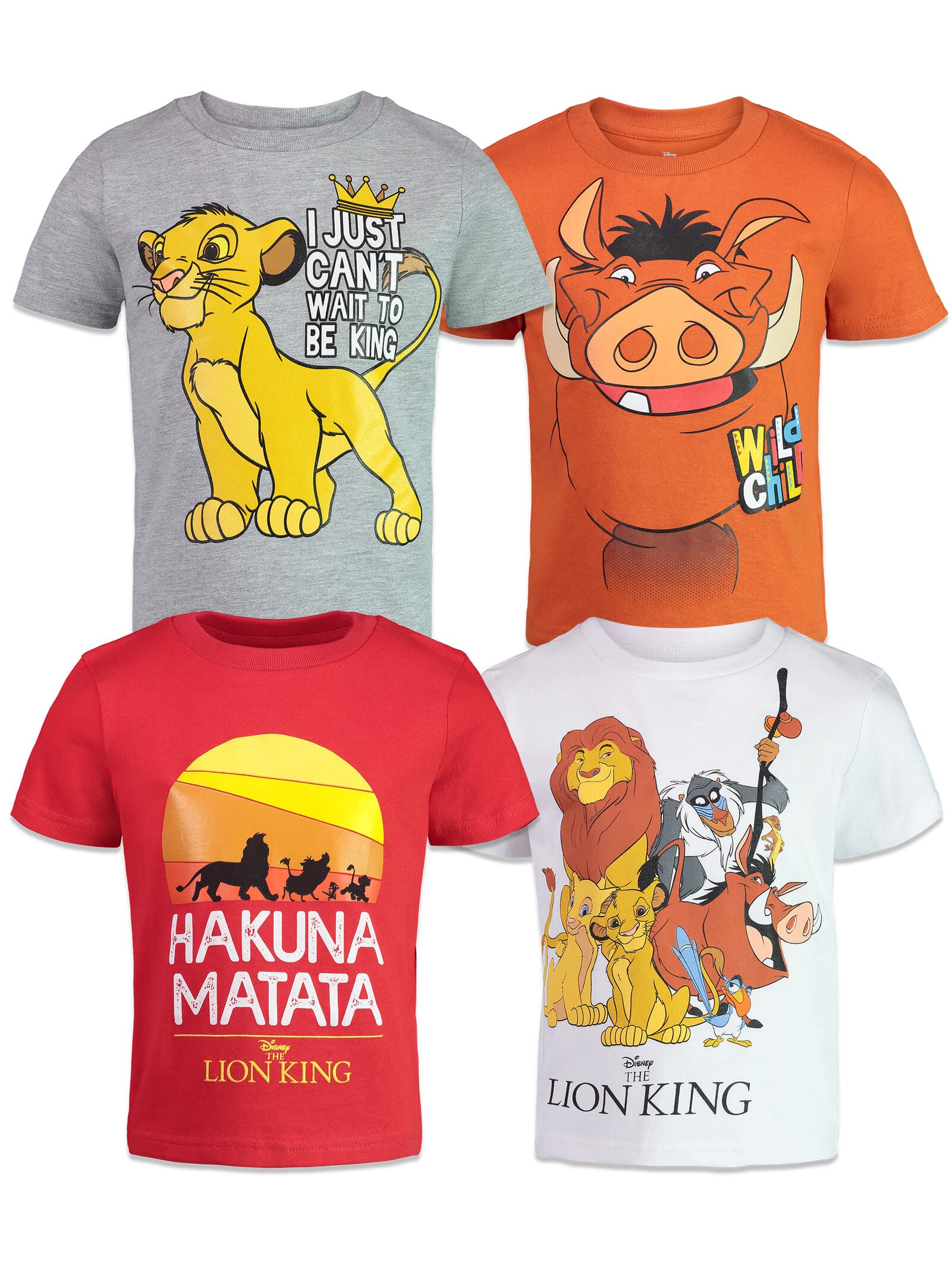 Disney Lion King Simba Pumbaa Nala Infant Baby Boys 4 Pack Graphic T-Shirts Lion King 18 Months