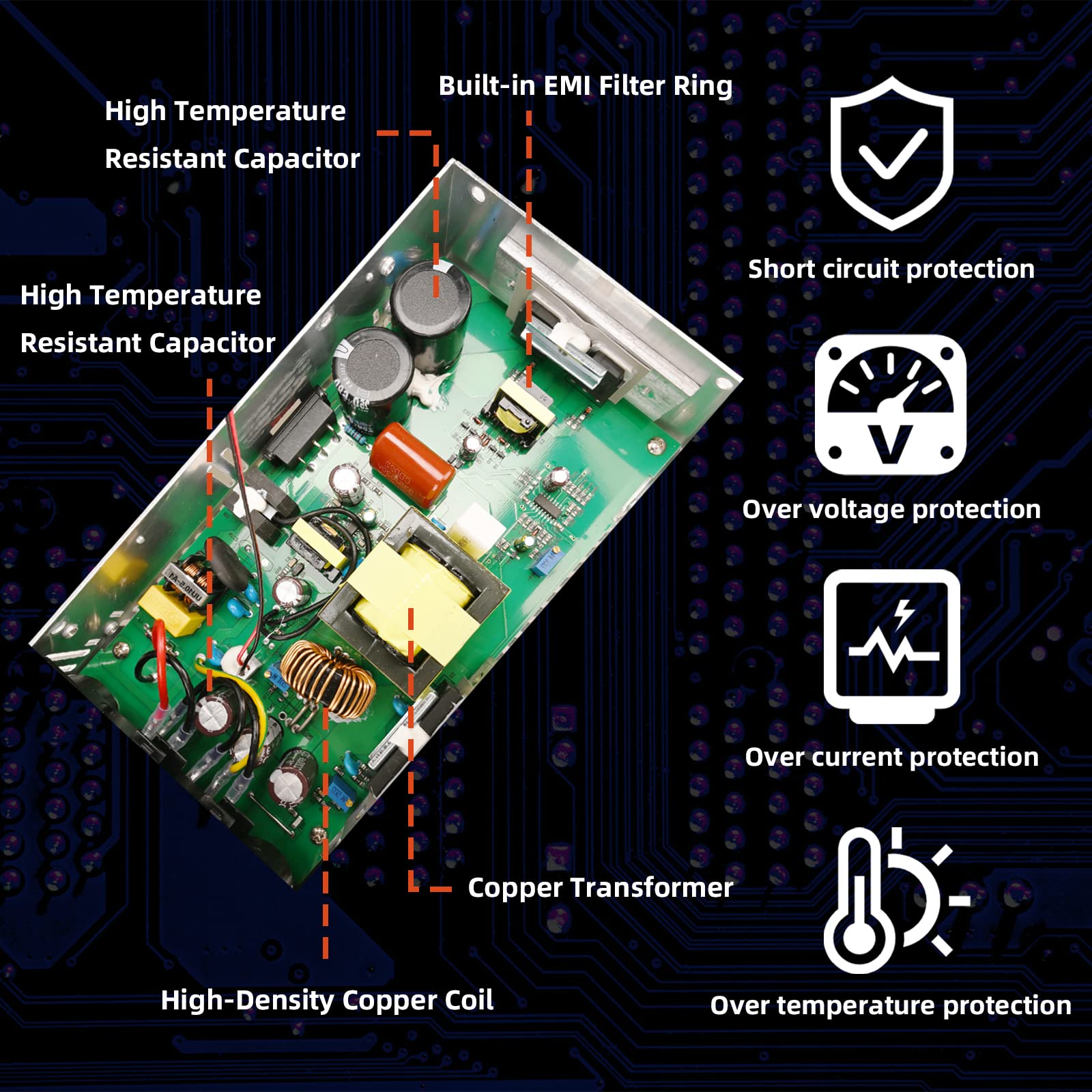 Yaheeda New Version Converter, 110V AC to 12V DC Converter Power Supply 12V 600W 50A DC Switch Transformer for RV,Pump,LED Strip, LCD Monitor