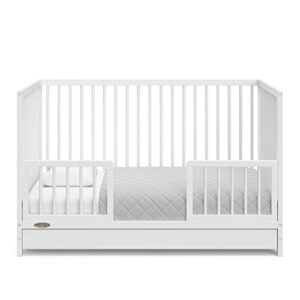 Graco Teddi 5-in-1 Convertible Crib with Drawer (White) – GREENGUARD Gold Certified, Crib with Drawer Combo, Full-Size Nursery Storage Drawer, Converts to Toddler Bed, Daybed and Full-Size Bed