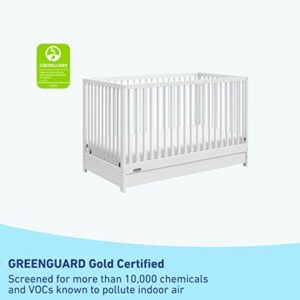 Graco Teddi 5-in-1 Convertible Crib with Drawer (White) – GREENGUARD Gold Certified, Crib with Drawer Combo, Full-Size Nursery Storage Drawer, Converts to Toddler Bed, Daybed and Full-Size Bed