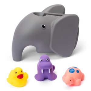 elephant faucet cover for kids | child-friendly silicone bath spout protector with easy installation | safe for baby bathtime | cute bathroom safety accessory | gray baby bath essentials | with mums