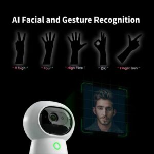 Aqara 2K Security Indoor Camera Hub G3 Plus Smart Light Switch (No Neutral, Single Rocker), AI Facial and Gesture Recognition, Infrared Remote Control, 360° Viewing Angle via Pan and Tilt