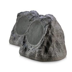 sound pro sps-2000-sl dual bluetooth active rock speaker pair for outdoor, patio, garden, pool area, gray slate