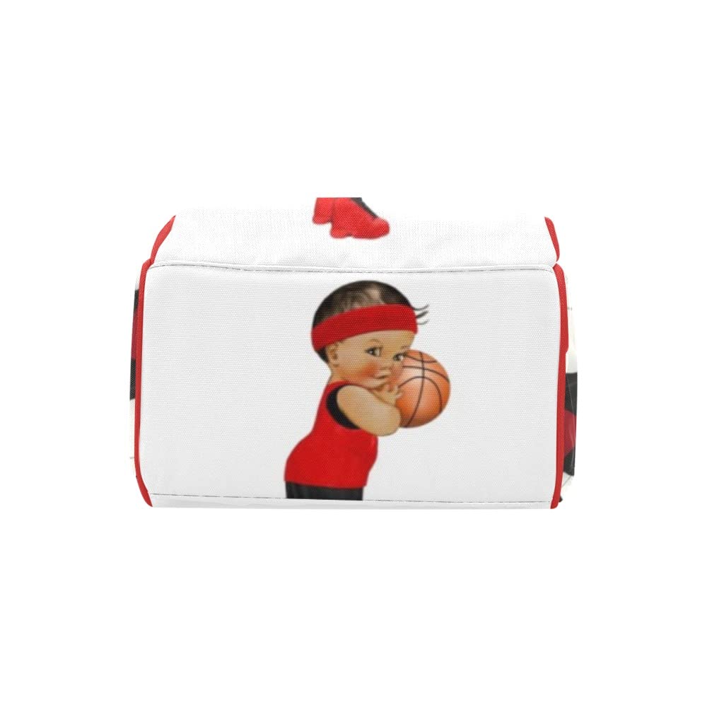 CUXWEOT Personalized Basketball Red Boy Diaper Bag with Name Nappy Bags Shoulder Daypack Mummy Backpack for Mom Girl Gift