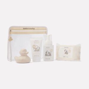 Dabble & Dollop Infant Essentials Kit with Gift Tote - Natural Set for Babies, Fragrance & Essential Oil Free, 100% USA-Made, Dye-Free, Tear-Free, Vegan