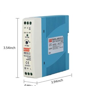 MDR-20-5 AC to DC DIN-Rail Power Supply 5V 3 Amp 15W