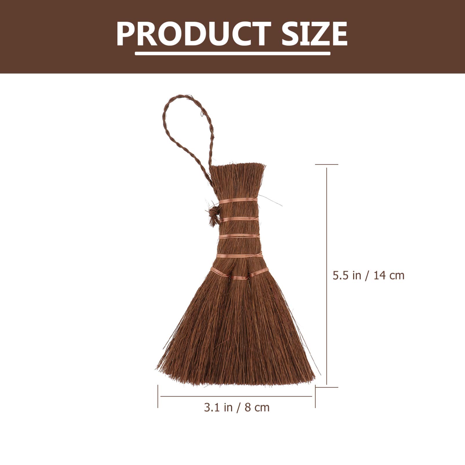 1pc Mini Brown Broom Mini Shape Broom Delicate Corner Broom Mini Palm Broom Natural Material Broom Small Palm Broom Natural Palm Broom Multifunctional Broom Desktop Cleaning Tool