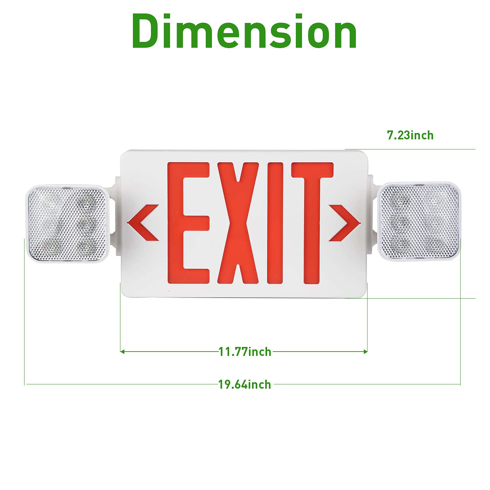 LED Combo Exit Sign Emergency Light, Double Sided with Two LED Flood Lights, Exit Signs for Business with Battery Backup, Fire Resistant UL 94V-0, Commercial Grade Brand: LED Flying Direct