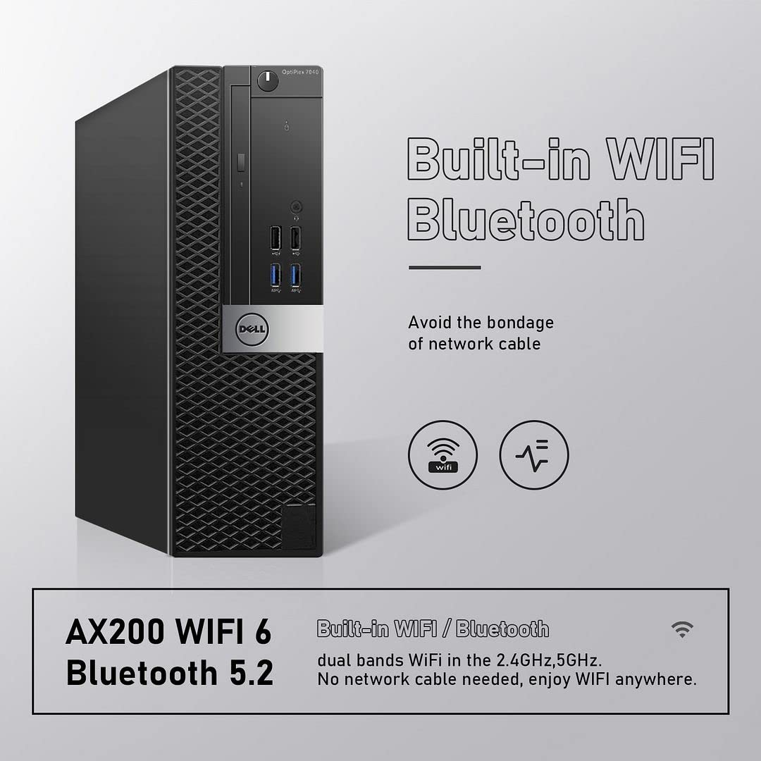 Dell OptiPlex 7040 SFF Desktop Computer PC Intel Quad Core i7-6700 3.20GHz AX200 Built-in WiFi 6 Bluetooth 16GB DDR4 256GB NVMe M.2 SSD 2TB HDD HDMI Wireless Keyboard & Mouse Windows10 Pro (Renewed)