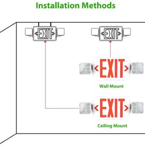 LED Combo Exit Sign Emergency Light, Double Sided with Two LED Flood Lights, Exit Signs for Business with Battery Backup, Fire Resistant UL 94V-0, Commercial Grade Brand: LED Flying Direct