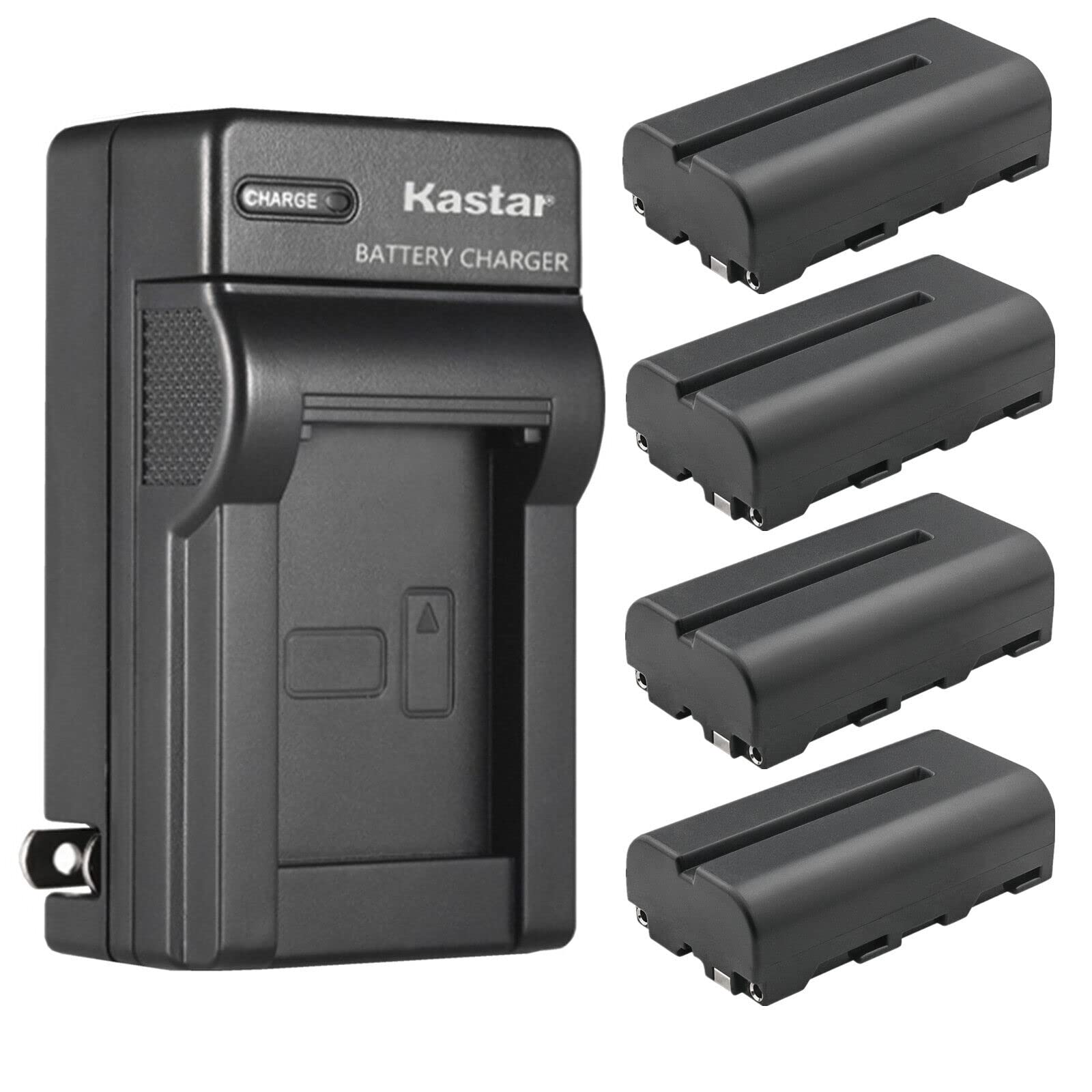 Kastar 4-Pack NP-F550 / NP-F570 Battery and AC Wall Charger Replacement for Lilliput A7S 7" Full HD HDMI, A7S-B 7" Full HD HDMI, H7 7" Full HD Field LED Monitor, H7S 7" Full HD Field LED Monitor