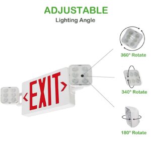 LED Combo Exit Sign Emergency Light, Double Sided with Two LED Flood Lights, Exit Signs for Business with Battery Backup, Fire Resistant UL 94V-0, Commercial Grade Brand: LED Flying Direct