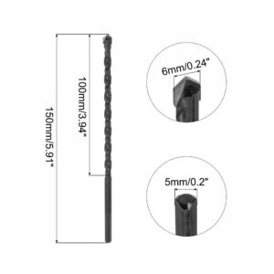 uxcell Masonry Drill Bit Carbide Tip Spiral Rotary Tool, 6mm Cutting Dia (Black)