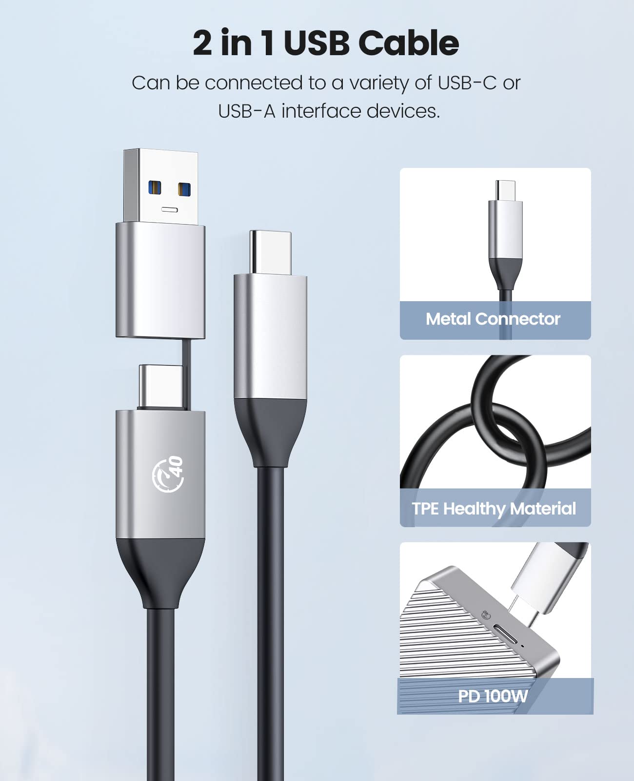 ORICO 40Gbps M.2 NVMe SSD Enclosure USB4 PCIe3.0x4 USB-C Aluminum Adapter, Upgraded NVMe PCIe 2280 M-Key External M2 Solid State Drive Enclosure, Compatible Thunderbolt 3/4 USB3.2/3.1/3.0/ Type C