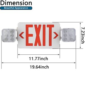 LED Exit Sign with Emergency Light, 90 Minute Battery Backup, 2 Adjustable Head Commercial Lights, Double Sided Red Exit Sign, Fire and Flame Retardant AC 120-277V UL Listed (2-Pack)