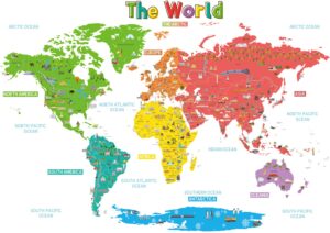 decowall sg-1902s large educational world map wall stickers removable colorful decals for kids nursery bedroom art décor playroom murals