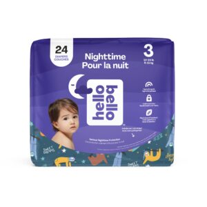 hello bello premium overnight baby diapers size 3, 24 count, unisex, ultra absorbent and soft, eco-friendly disposable diapers for babies and toddlers