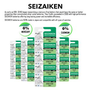 Seizaiken 377 SR626SW 1.55V 0% Hg Silver Oxide Watch Battery (2 Batteries) Made in Japan by Seiko