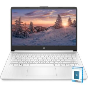 hp 2022 premium 14-inch hd thin and light laptop, intel dual-core processor, 16gb ram, 64gb storage, long battery life, webcam, bluetooth, hdmi, wi-fi, white, windows 11 + 1 year microsoft 365