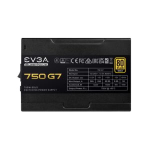 EVGA Supernova 750 G7, 80 Plus Gold 750W, Fully Modular, Eco Mode with FDB Fan, 10 Year Warranty, Includes Power ON Self Tester, Compact 130mm Size, Power Supply 220-G7-0750-X1