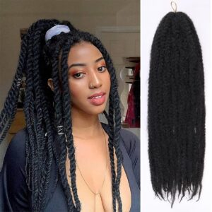 zrq 8 packs marley hair crochet braids,24 inch afro kinky marley braiding hair, synthetic curly twist marley hair, long springy afro twist hair extensions (1b#,8 packs)