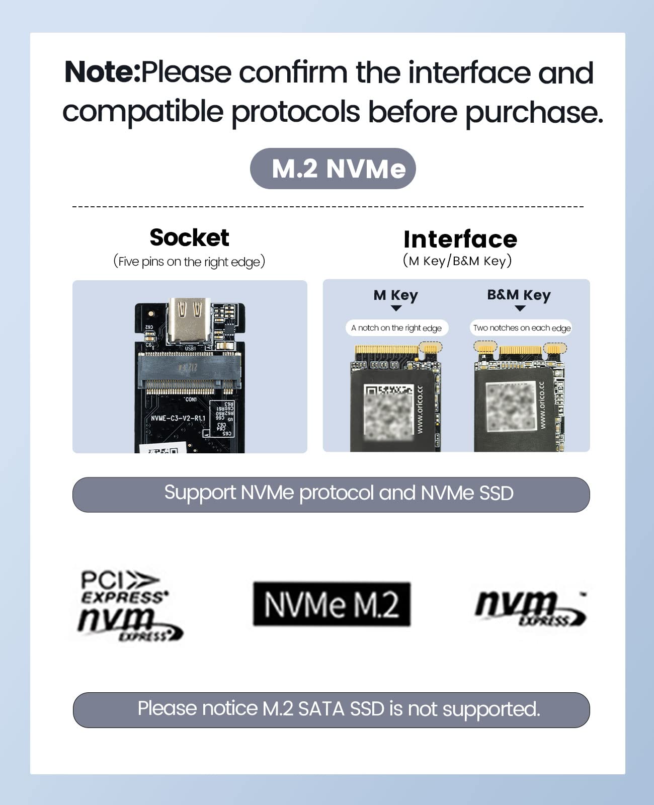 ORICO 40Gbps M.2 NVMe SSD Enclosure USB4 PCIe3.0x4 USB-C Aluminum Adapter, Upgraded NVMe PCIe 2280 M-Key External M2 Solid State Drive Enclosure, Compatible Thunderbolt 3/4 USB3.2/3.1/3.0/ Type C