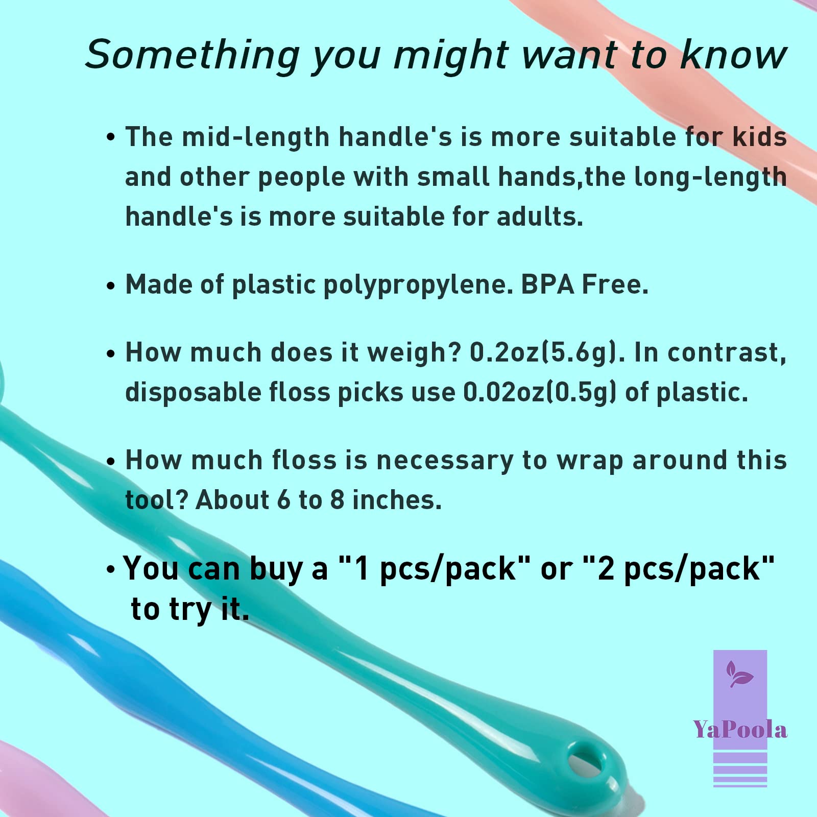 Reusable NO-Waste Dental Floss Handle 1 Counts for Adults and Kids Teeth Cleaning Interdental Brush Unflavored Floss Picks Colorful Design floas Holder Flosser