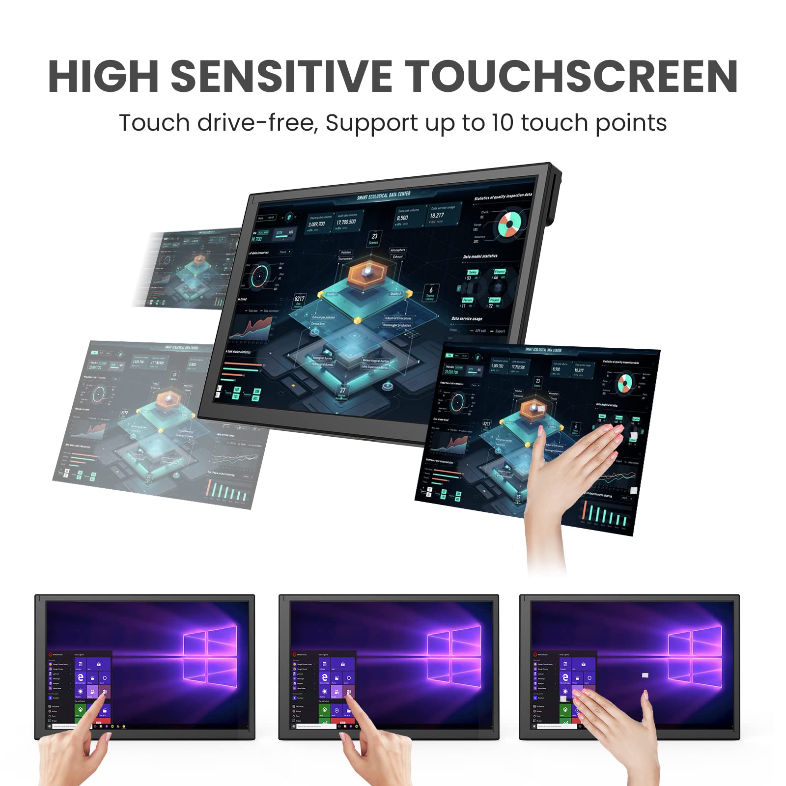 APROTII 10.1 inch HDMI Monitor, 1280x800 IPS 10-points Capacitive Touchscreen Monitor 10 inch Portable Single Board Monitor for PS4 Switch PC Laptop Pi/4B/3B+/3B/3A+/2B/B+