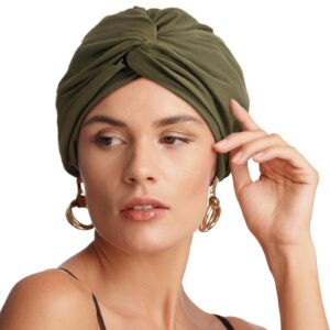 YANIBEST Silk Bonnet Satin Bonnet Hair Bonnet for Sleeping Silk Hair Wrap for Sleeping Bonnets for Women Curly Hair Green