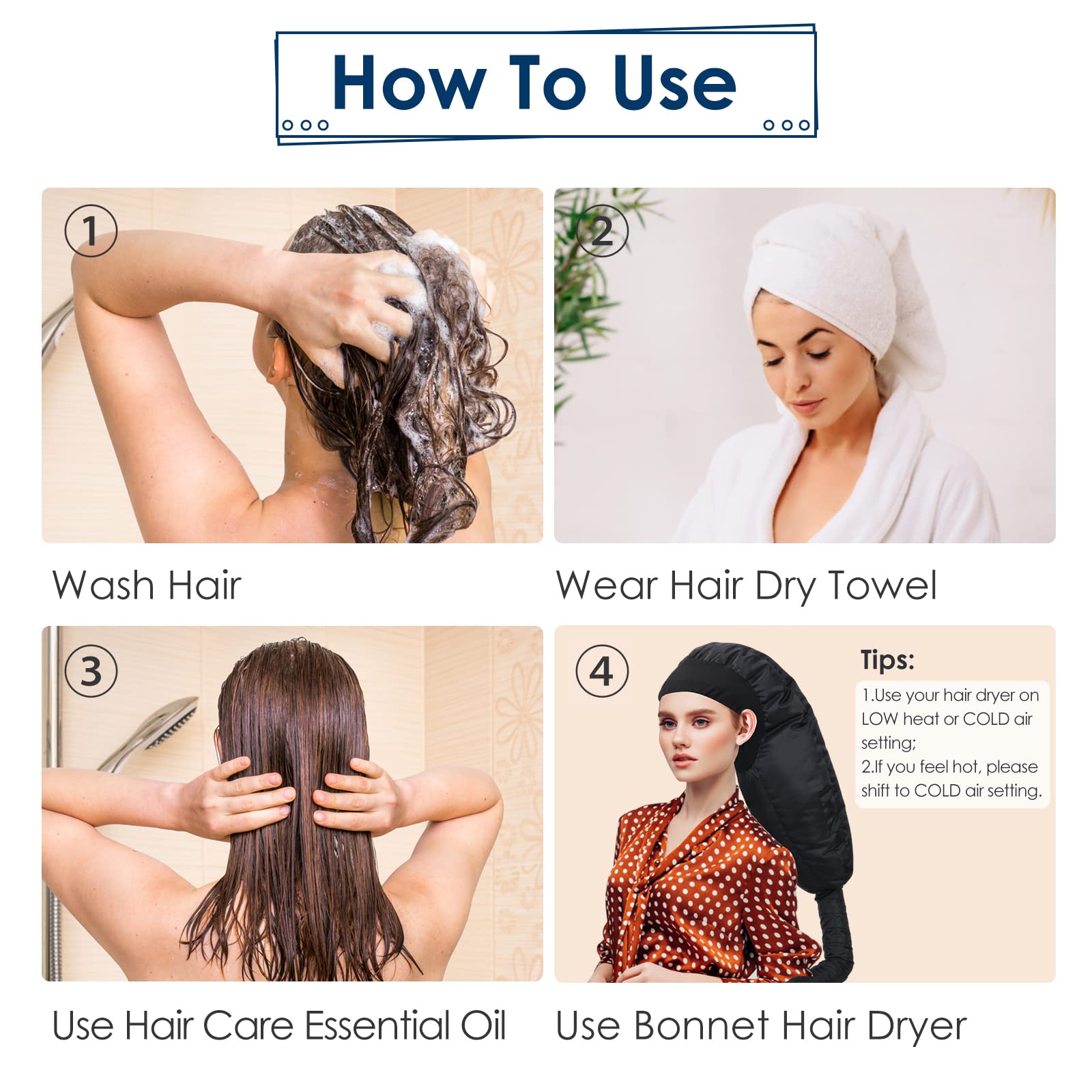 TEPENAR Bonnet Hair Dryer Attachment: Upgraded Extra Large Hooded Hair Dryer Adjustable Soft Blow Dryer Caps - Easy to Use for Natural Curly Textured Hair Care Styling Fast Drying